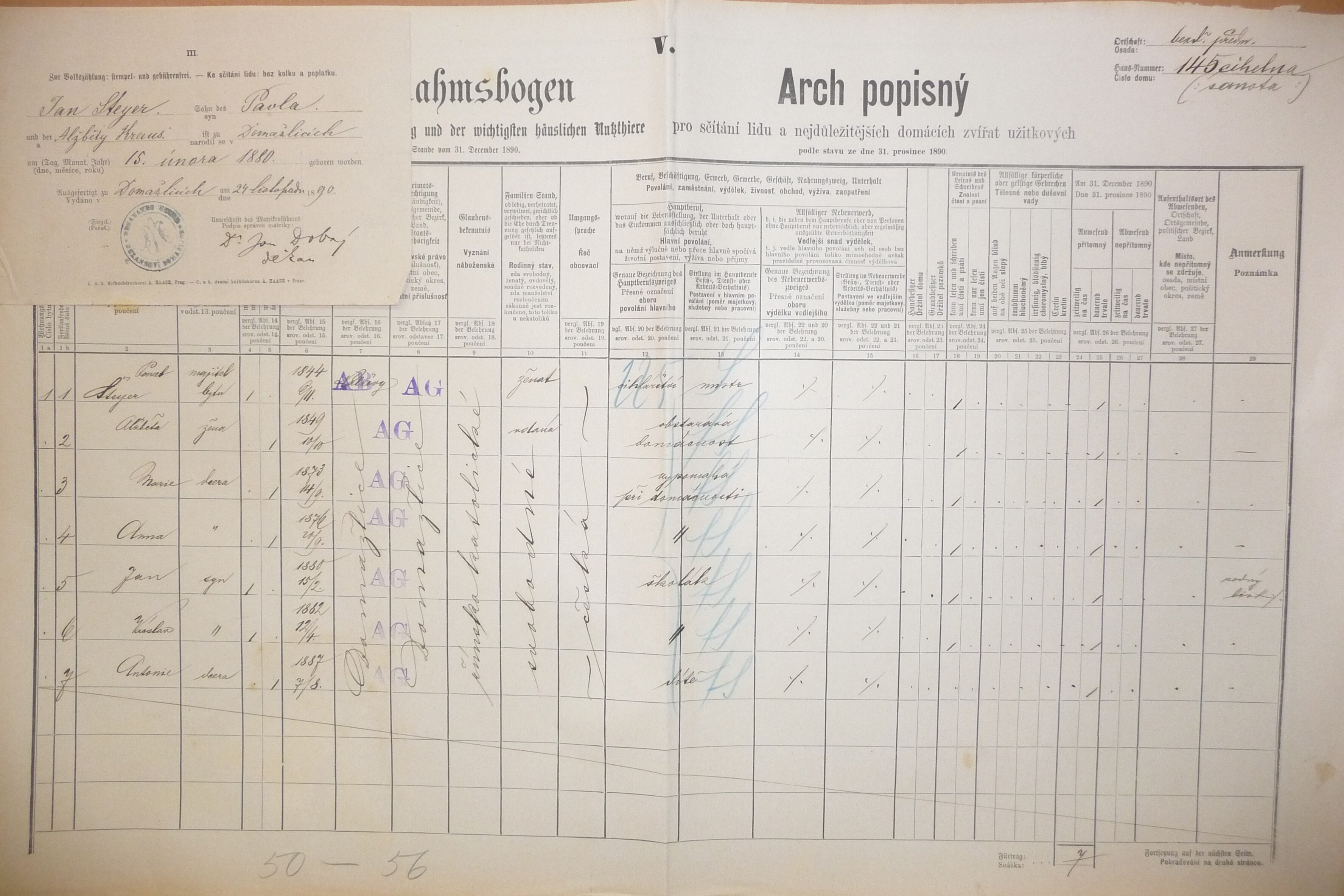 1. soap-do_00592_census-1890-domazlice-bezdekovske-predmesti-cp145_0010