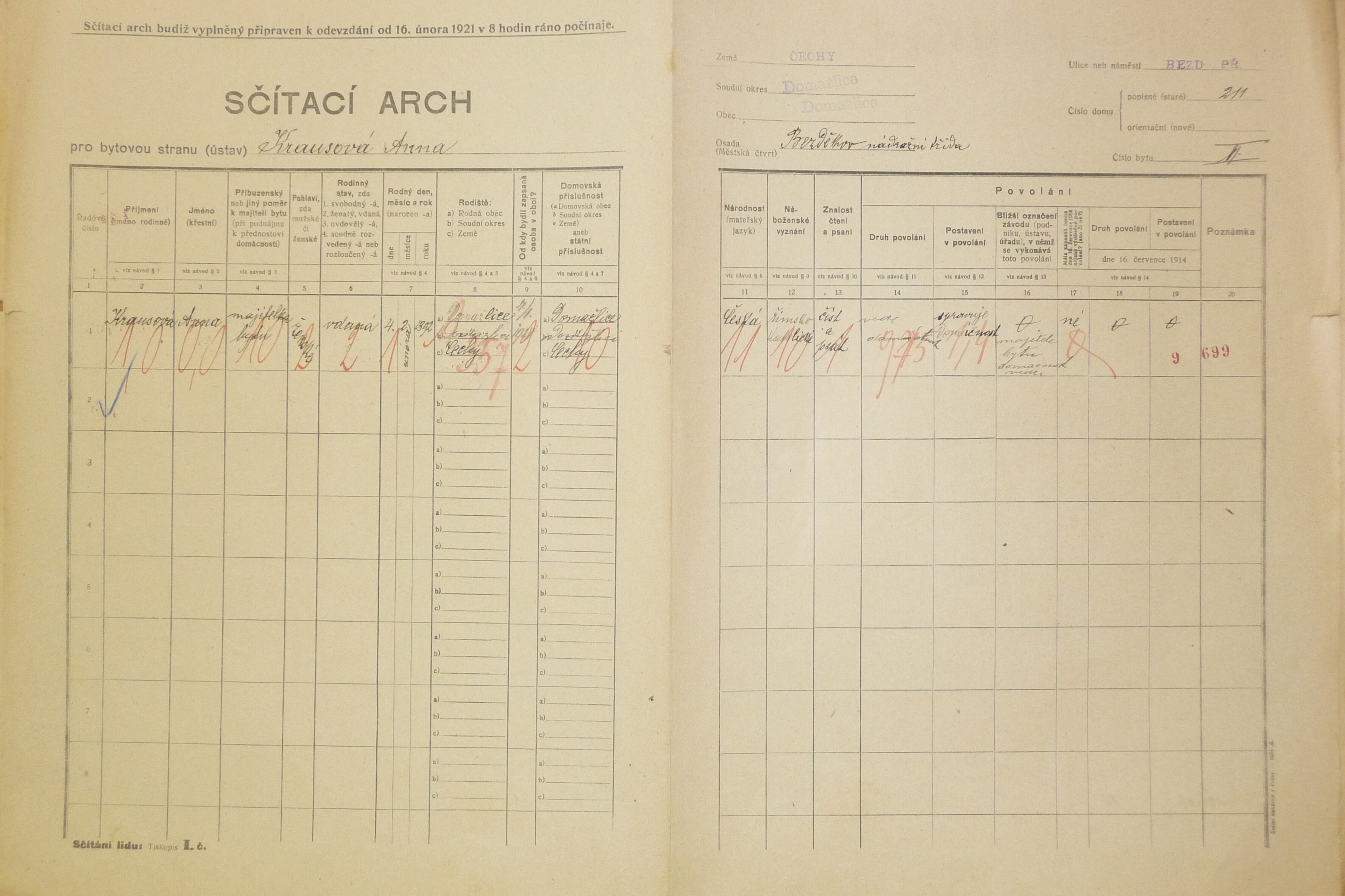 5. soap-do_00592_census-1921-domazlice-bezdekovske-predmesti-cp211_0050